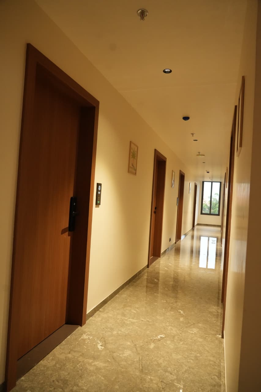 Grand lobby interior of Hotel The Grand Om Krishna, Dwarka