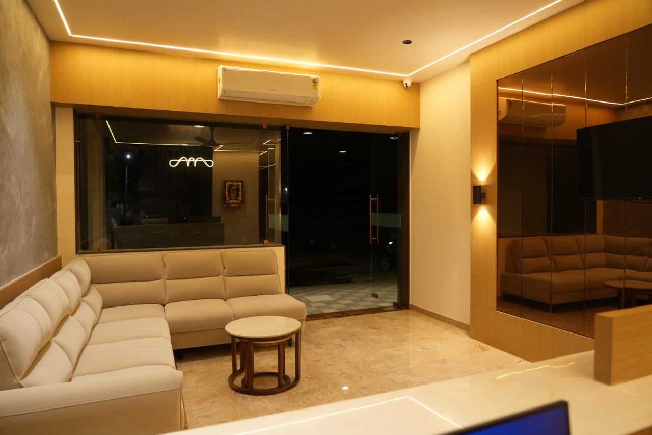 Grand lobby of Hotel The Grand Om Krishna, Dwarka