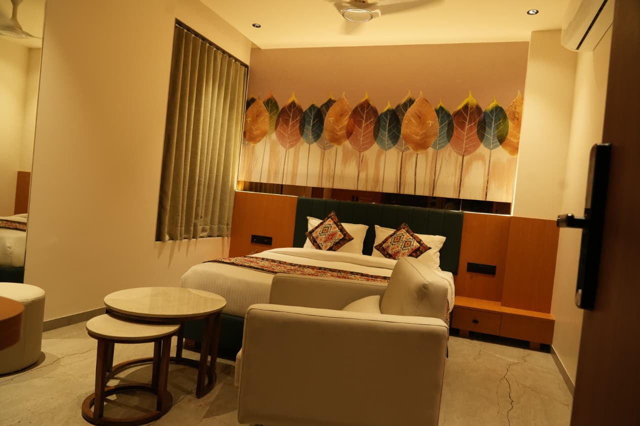 Premium room design with modern furnishings at Hotel The Grand Om Krishna